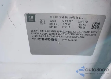 2015 Chevrolet Cruze 1Lt Auto from USA, damaged, VIN 1G1PC5SBXF7268967